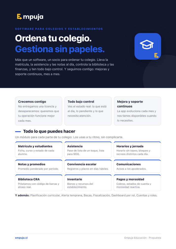 Portada de la propuesta comercial de Empuja Educación